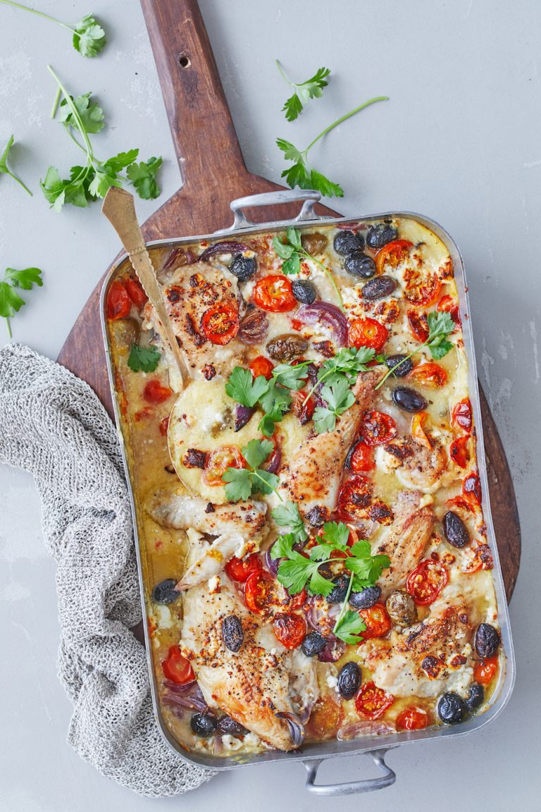 Alt i et fad med kylling og polenta