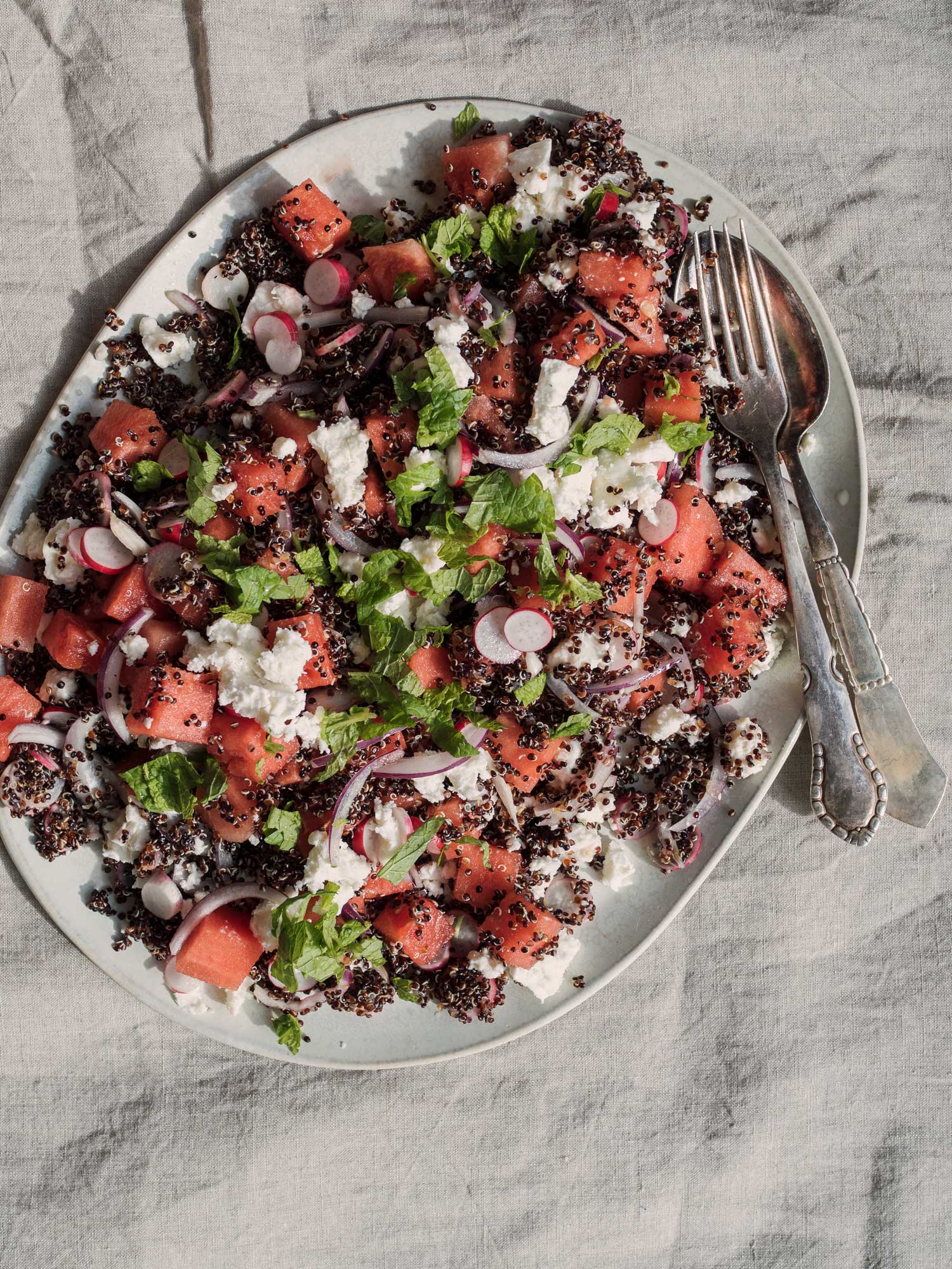 Quinoasalat med vandmelon og feta