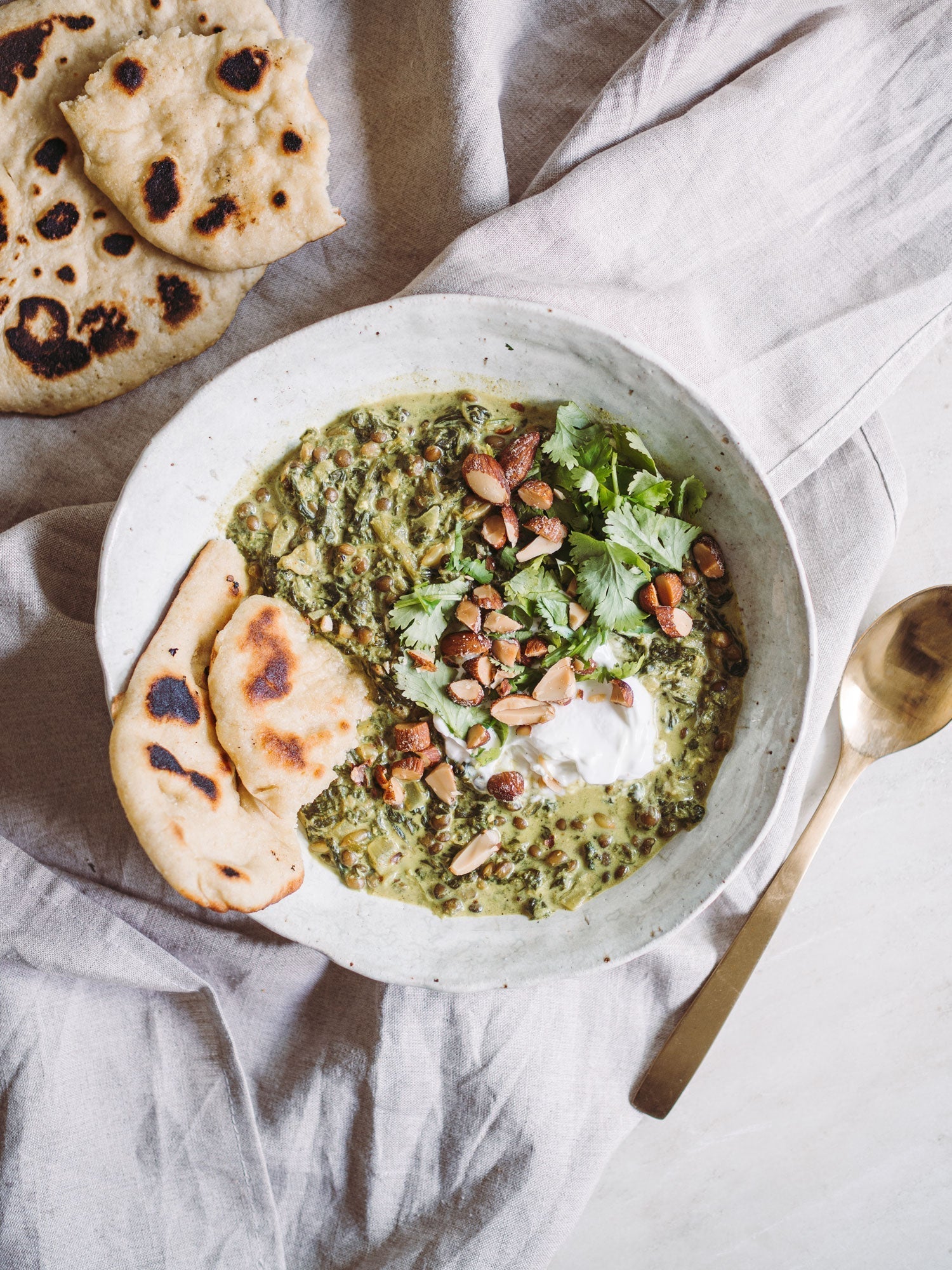 Spinat curry med linser