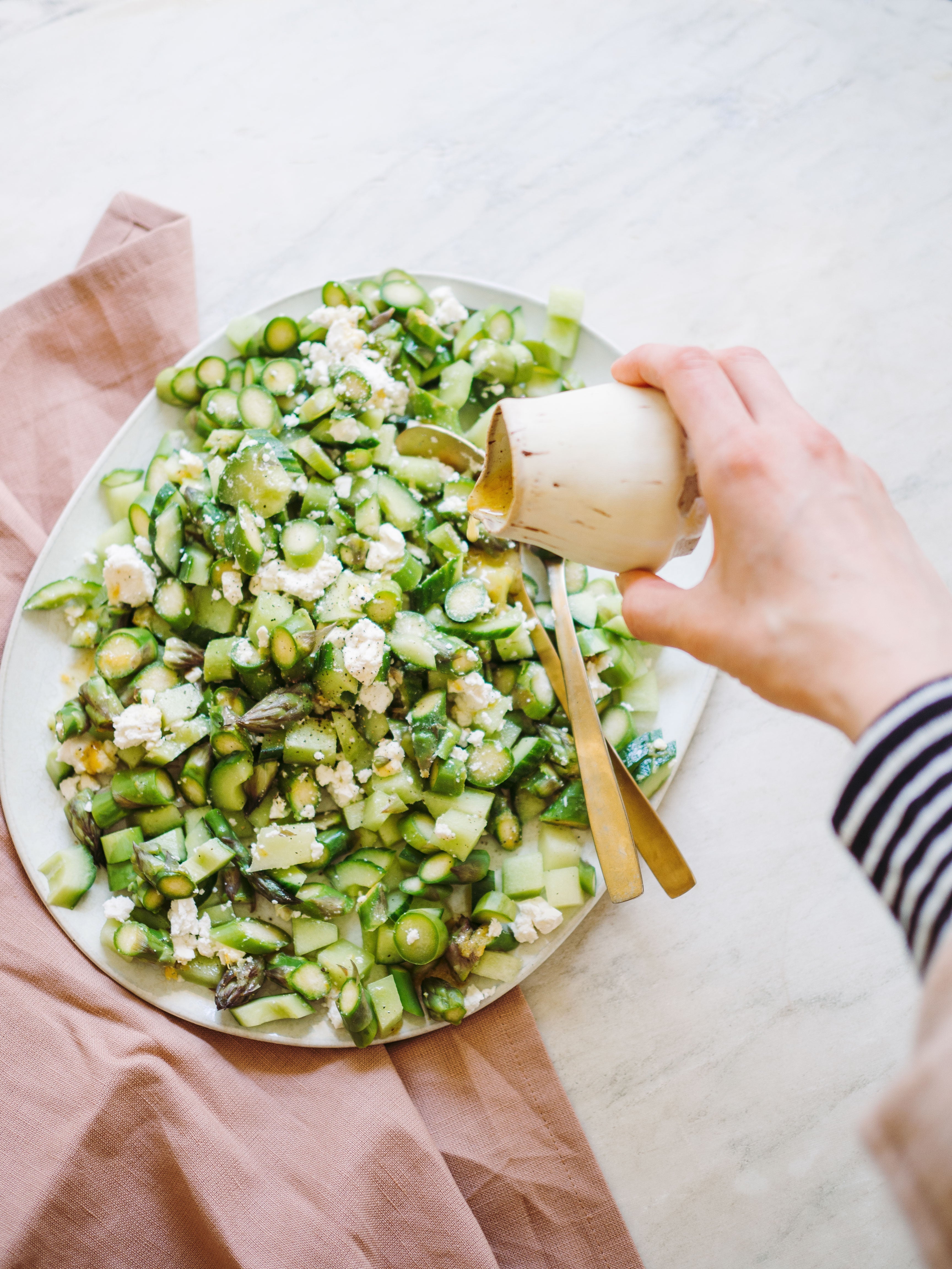 Sommersalat med melon, asparges og feta