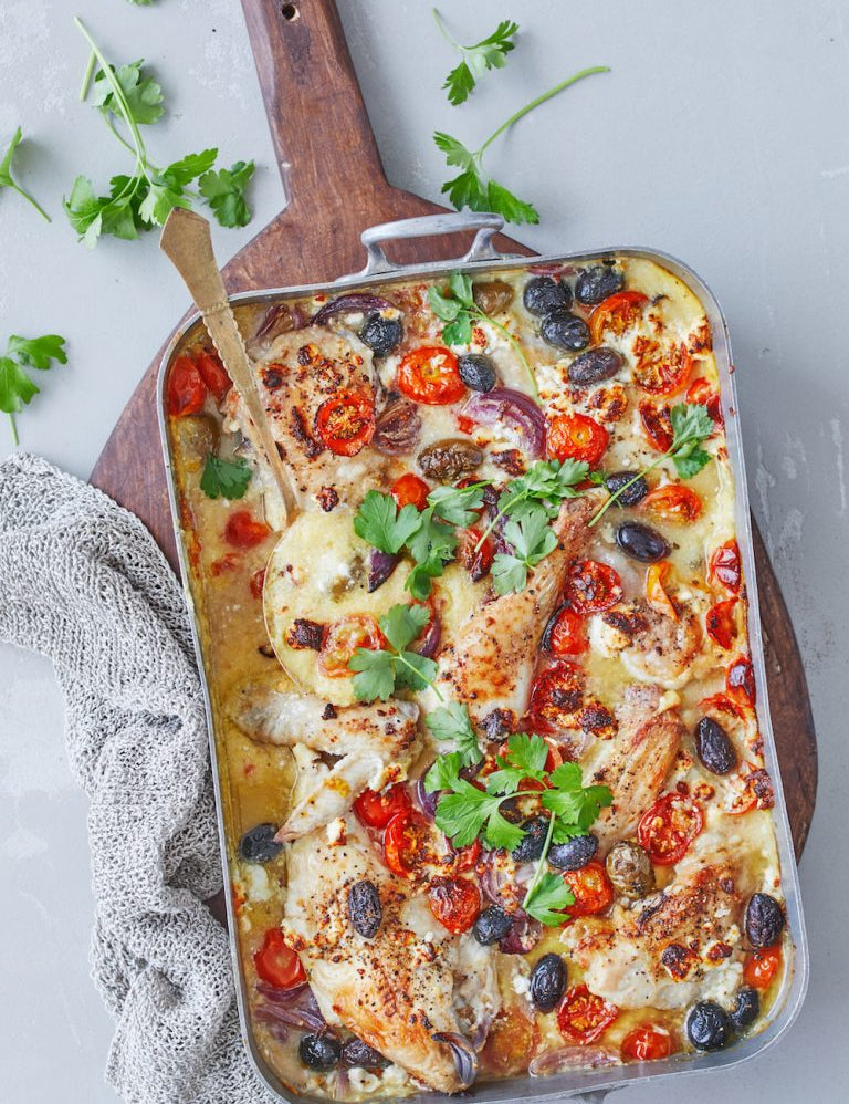 Alt i et fad med kylling og polenta