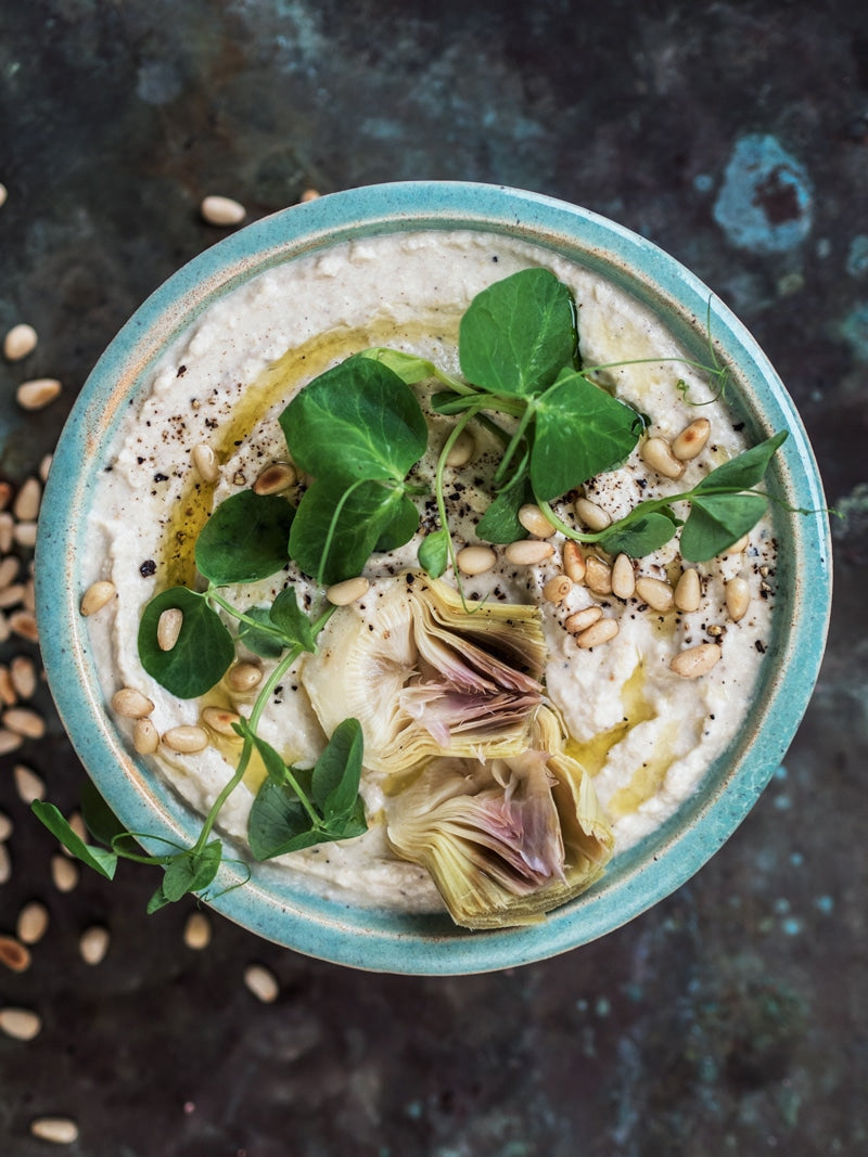 Butterbean-dip med artiskokhjerter