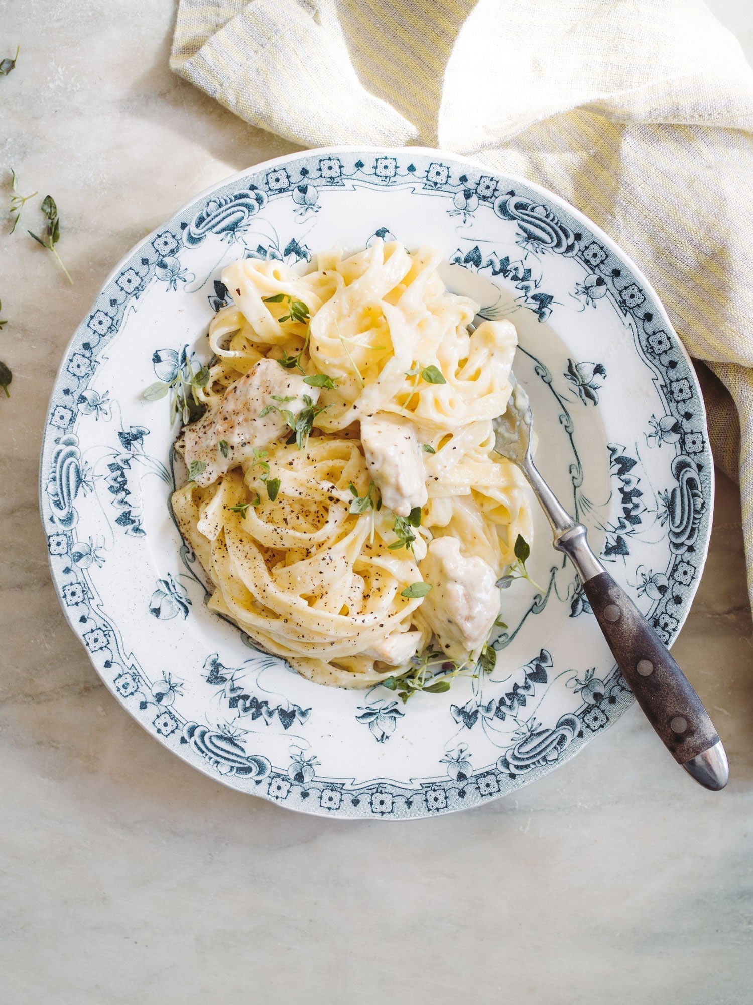Fettuccine alfredo med kylling