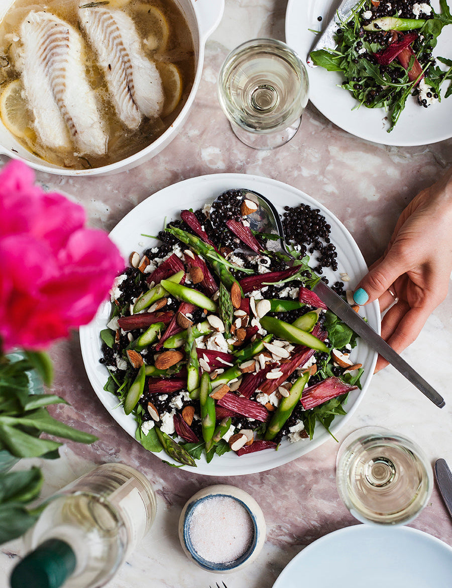 Hvidvinsdampet torsk med linsesalat