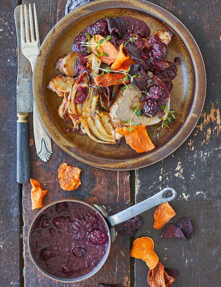 Kalvemørbrad med brombærsauce