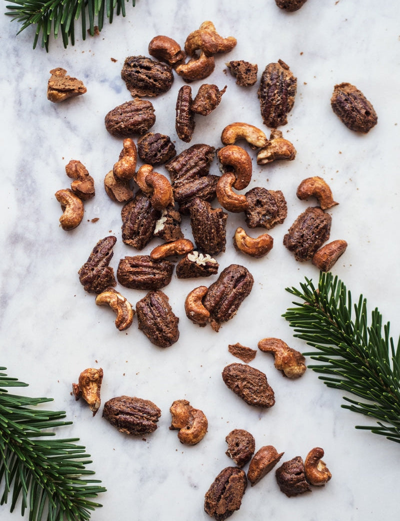 Kandiserede nødder med julekrydderi