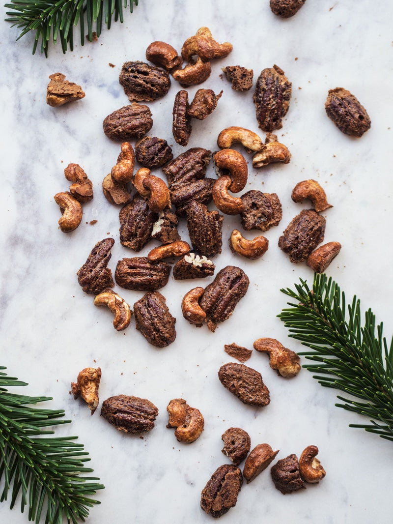 Kandiserede nødder med julekrydderi