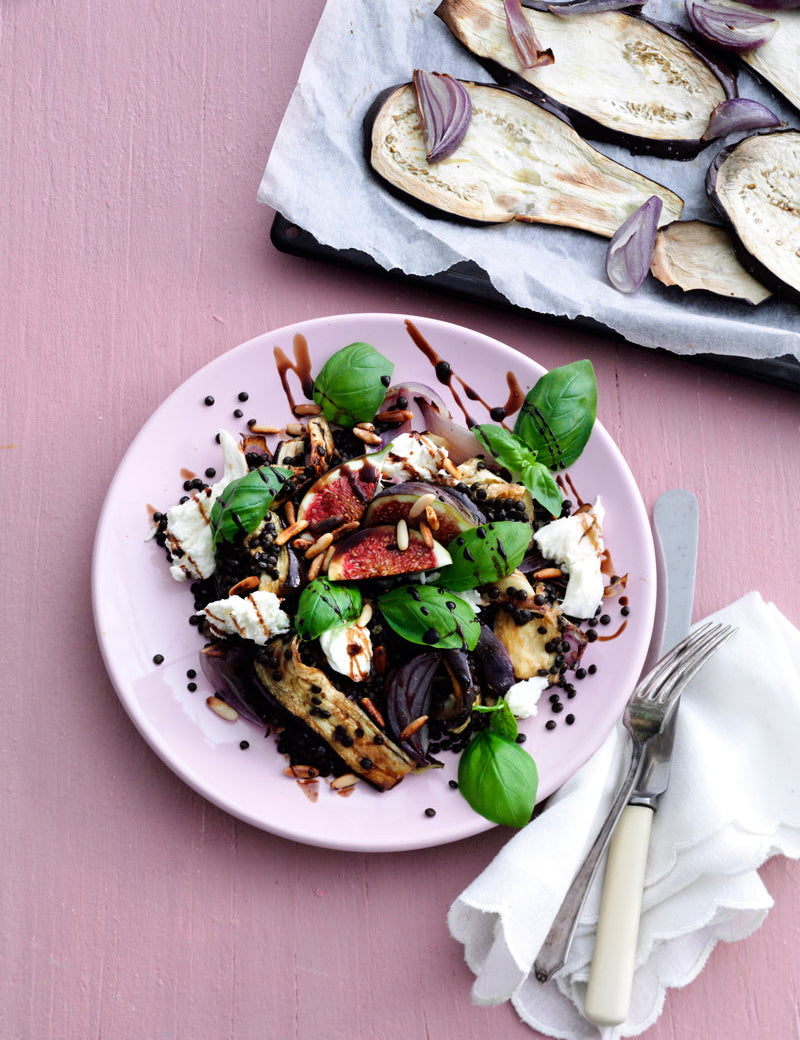 Linsesalat med figner og aubergine