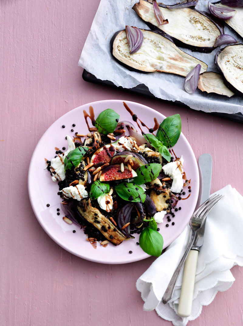 Linsesalat med figner og aubergine