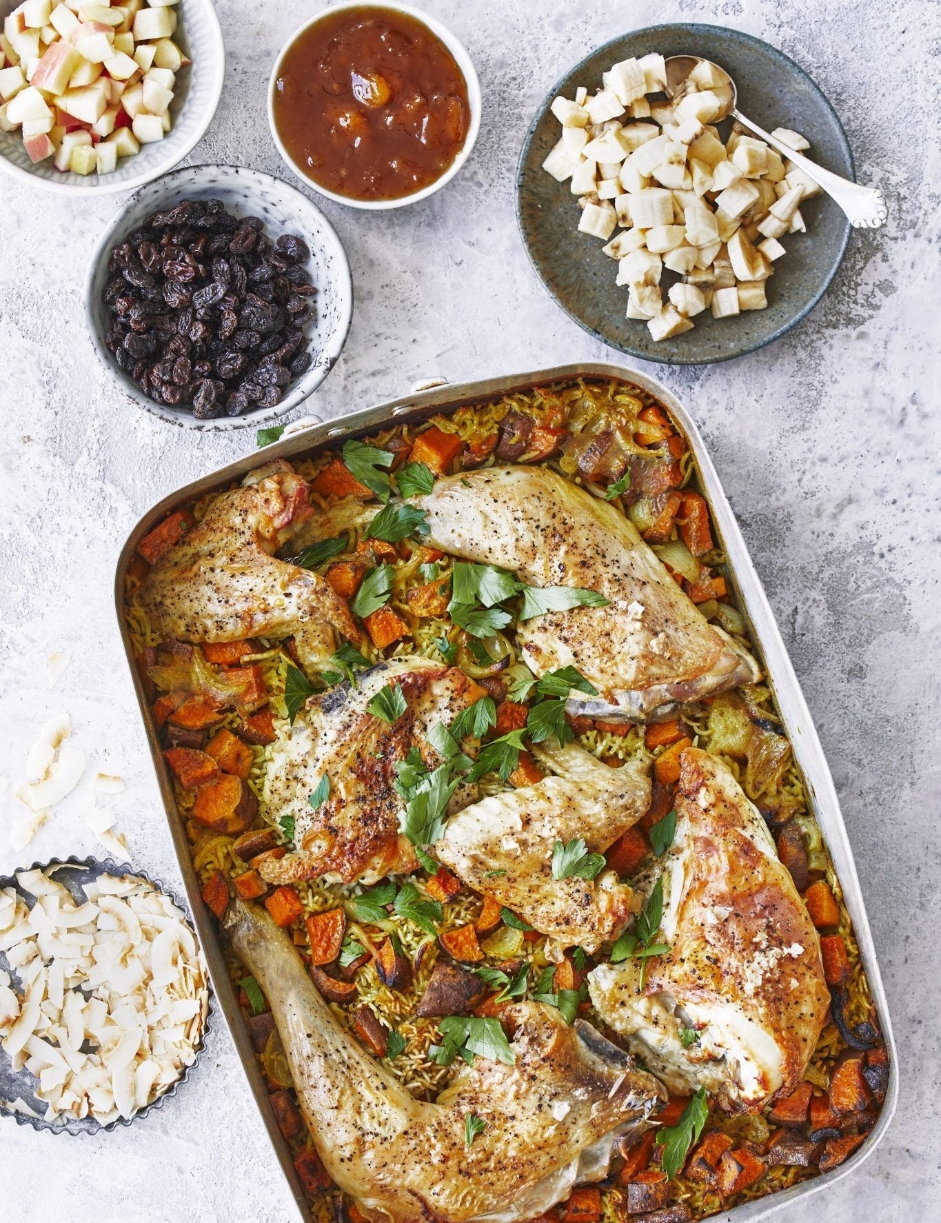 Ristaffel alt-i-et-fad med kylling