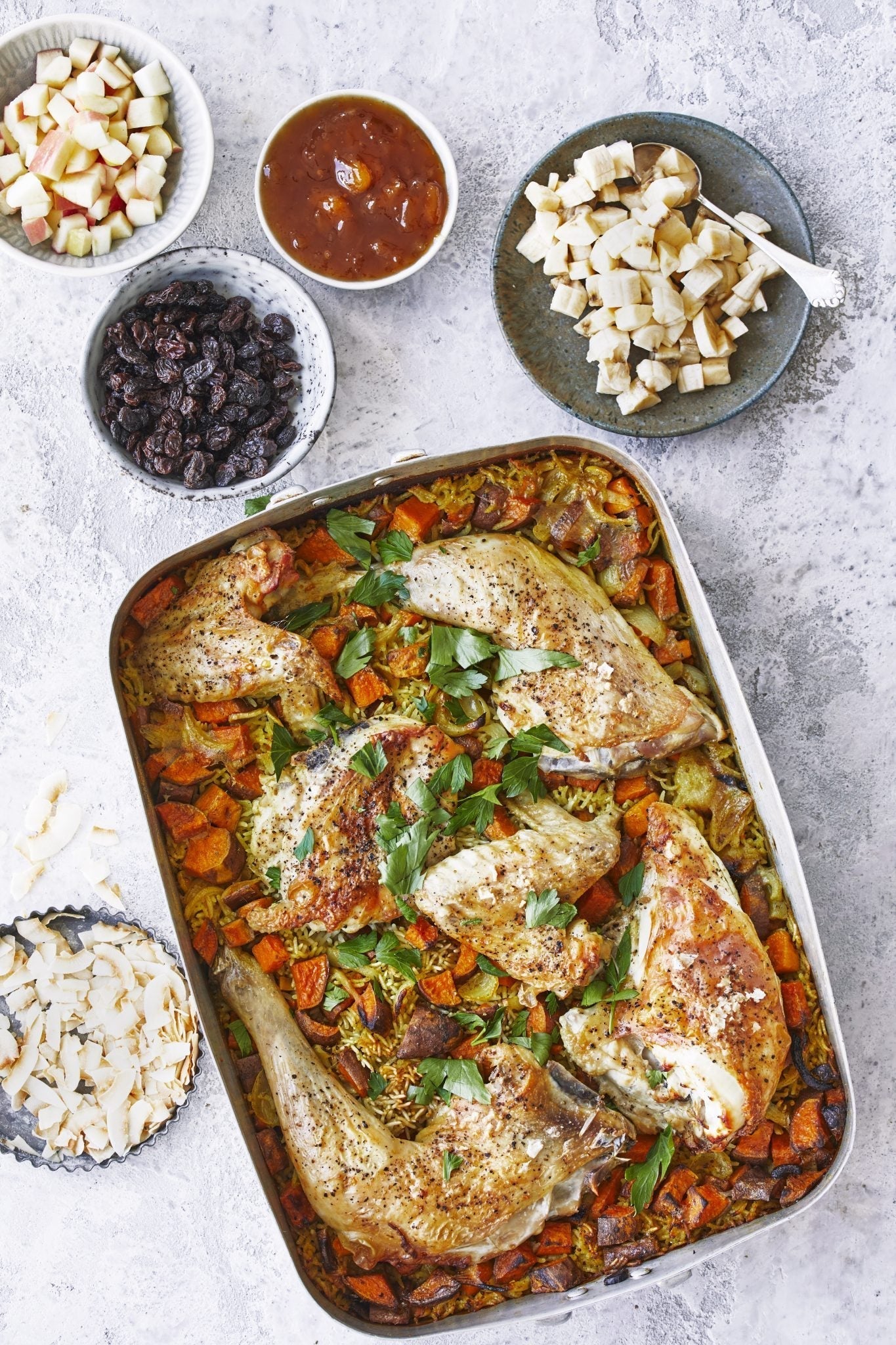 Ristaffel alt-i-et-fad med kylling