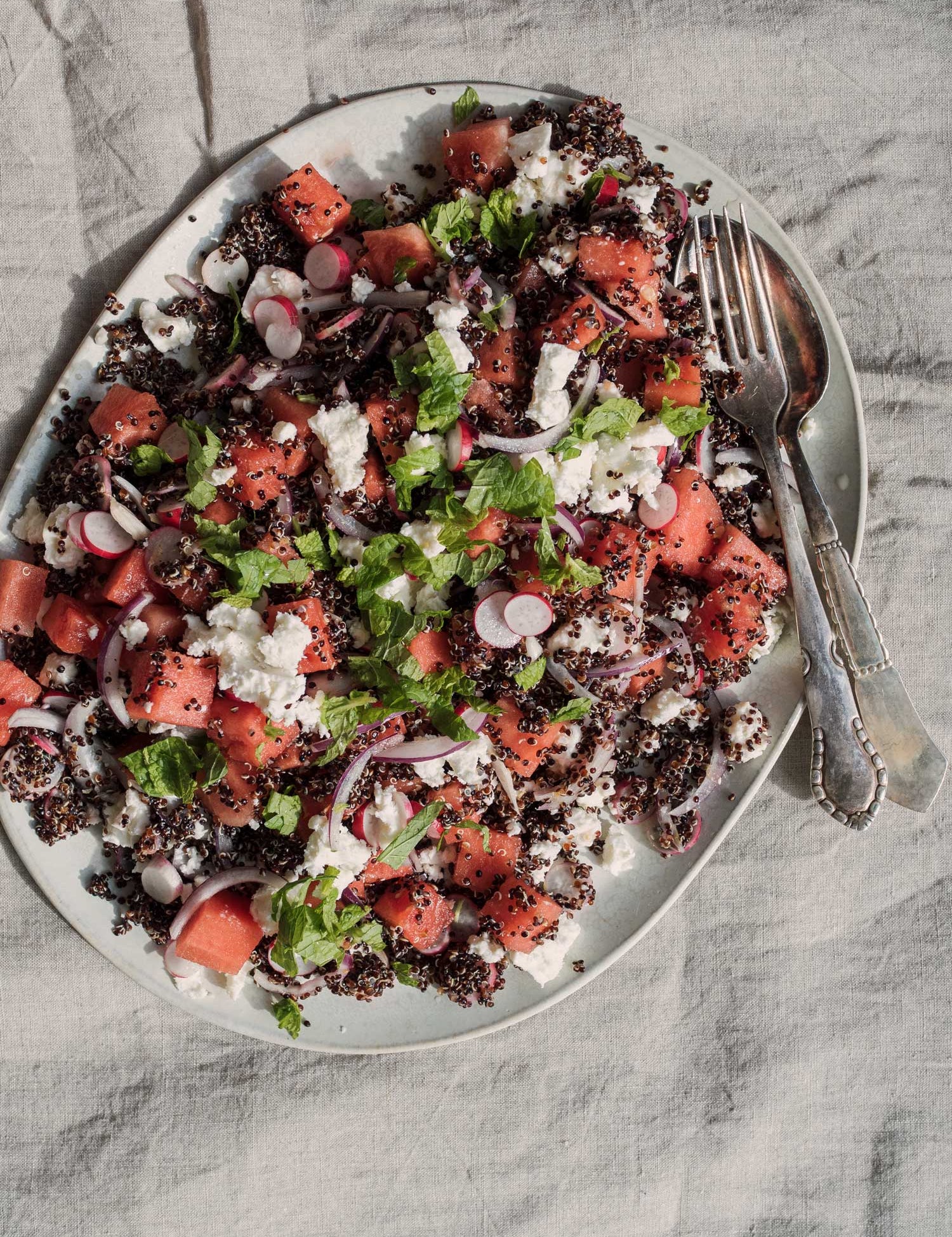 Quinoasalat med vandmelon og feta