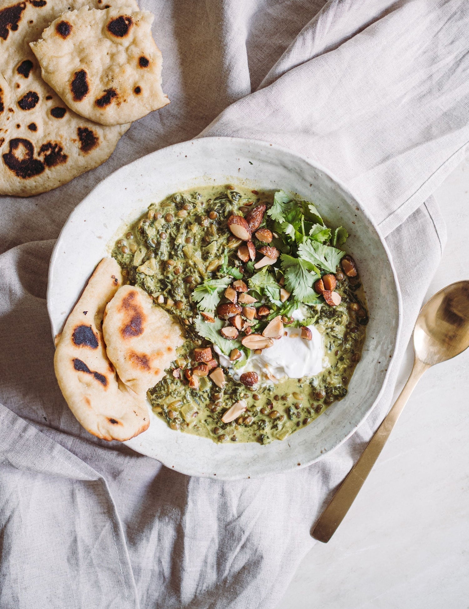 Spinat curry med linser