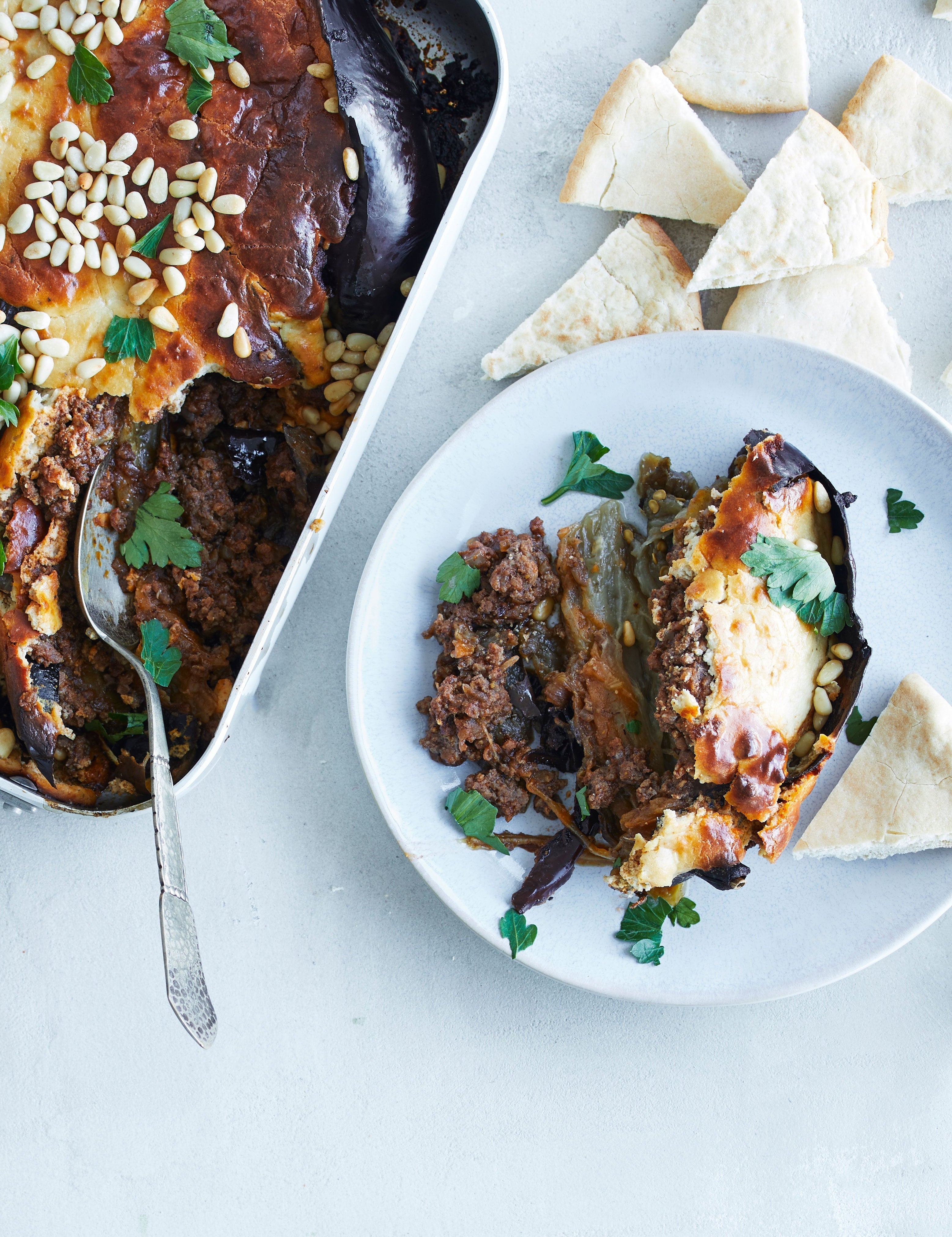 Mellemøstlig moussaka med lam og auberginer