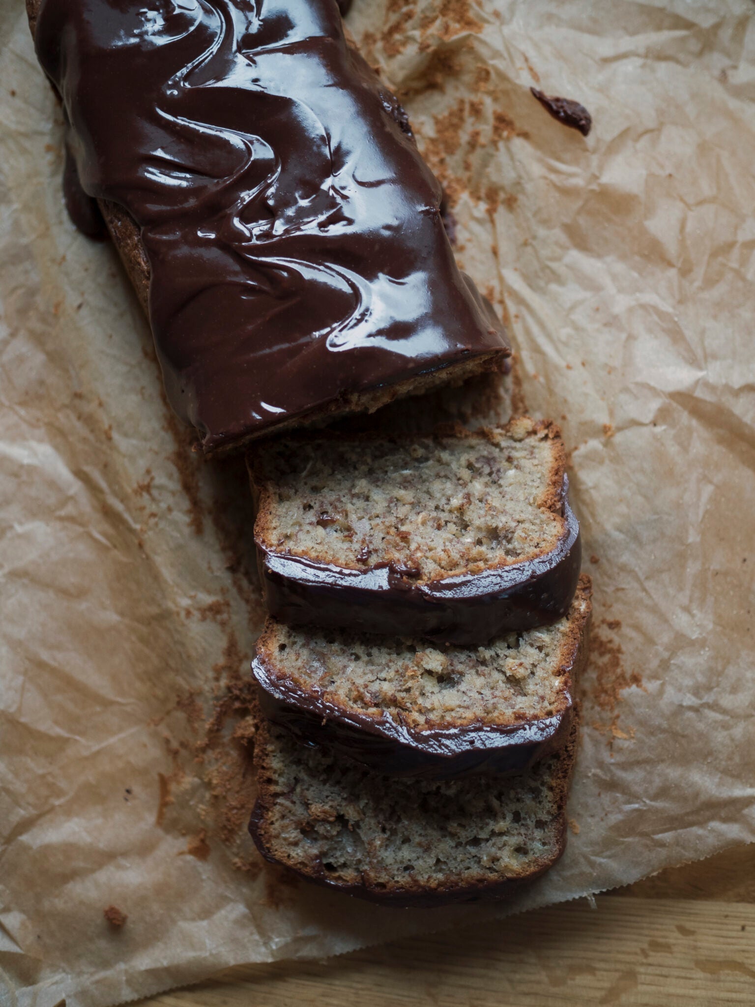 Bananbrød med Mørk Mælk chokolade ganache