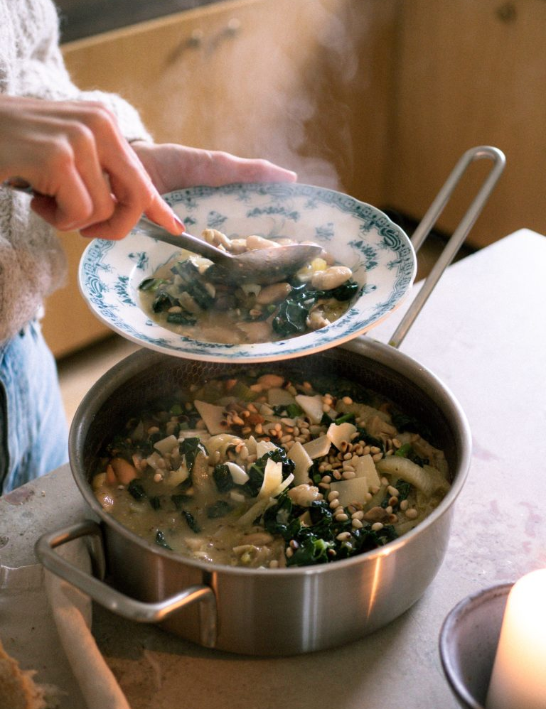 Italiensk bønnegryde med svampe og fennikel