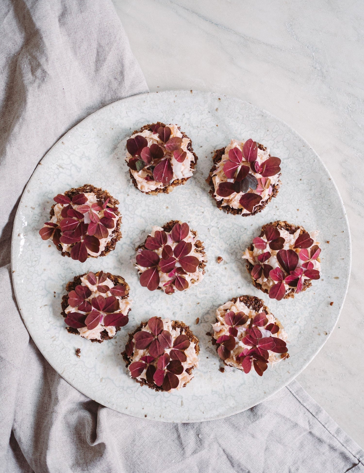 Rugbrødschips med laksemousse