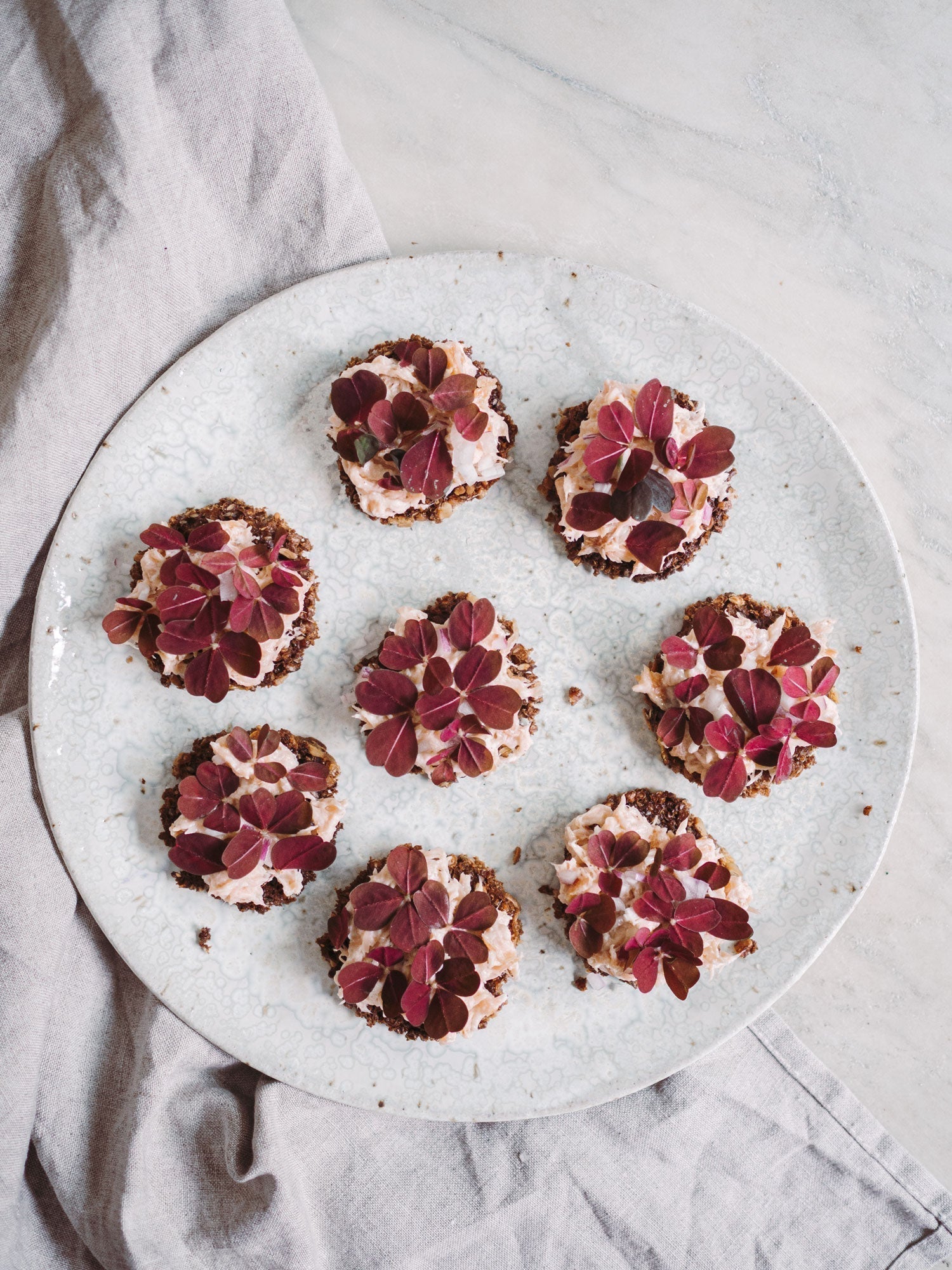 Rugbrødschips med laksemousse