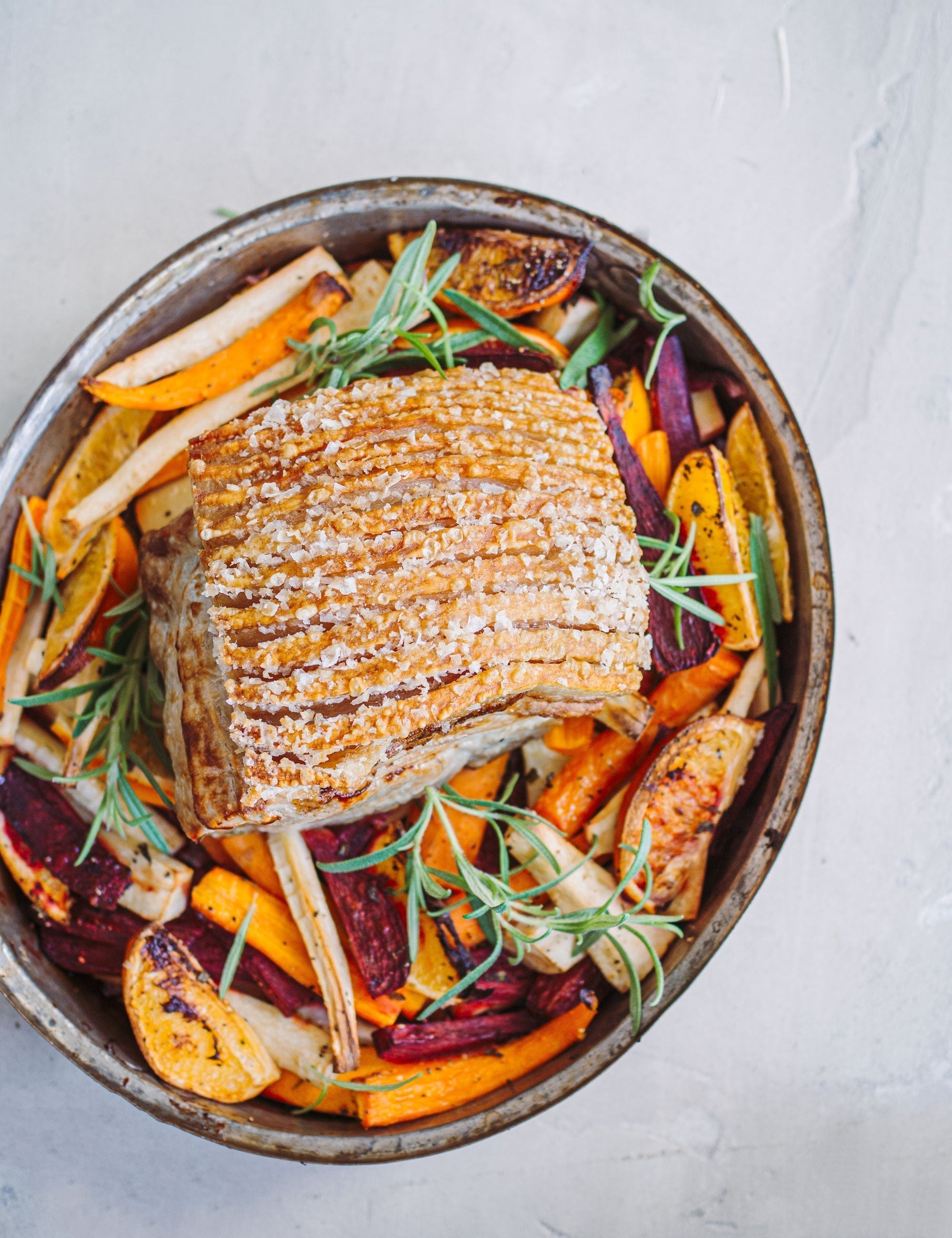 Flæskesteg med rodfrugter