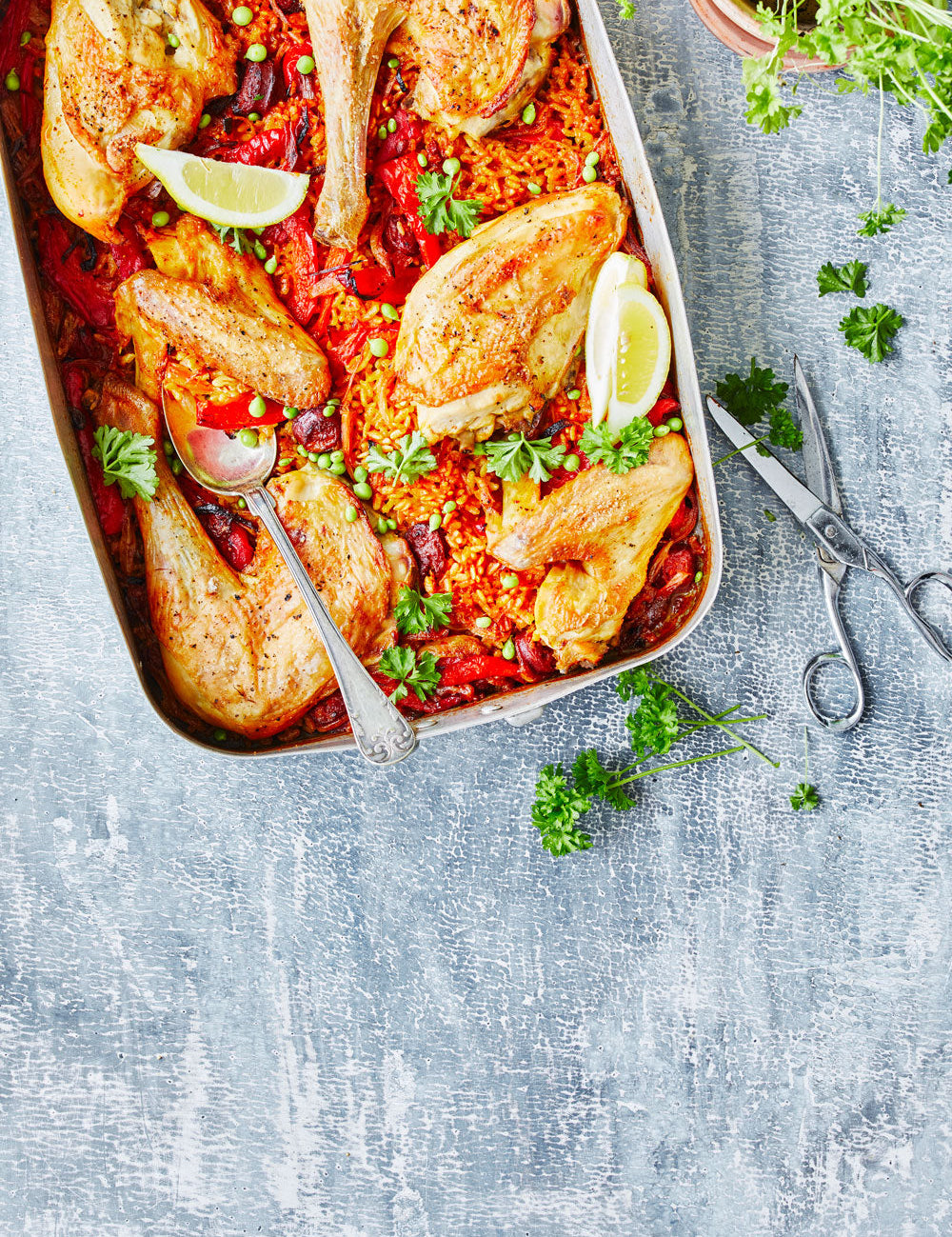 Paella med kylling i fad