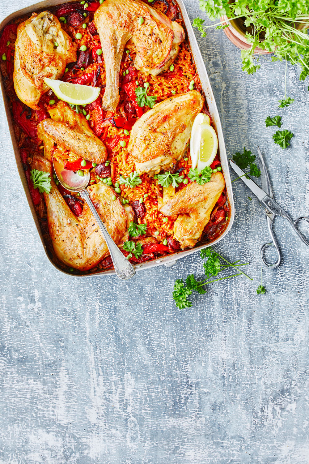 Paella med kylling i fad