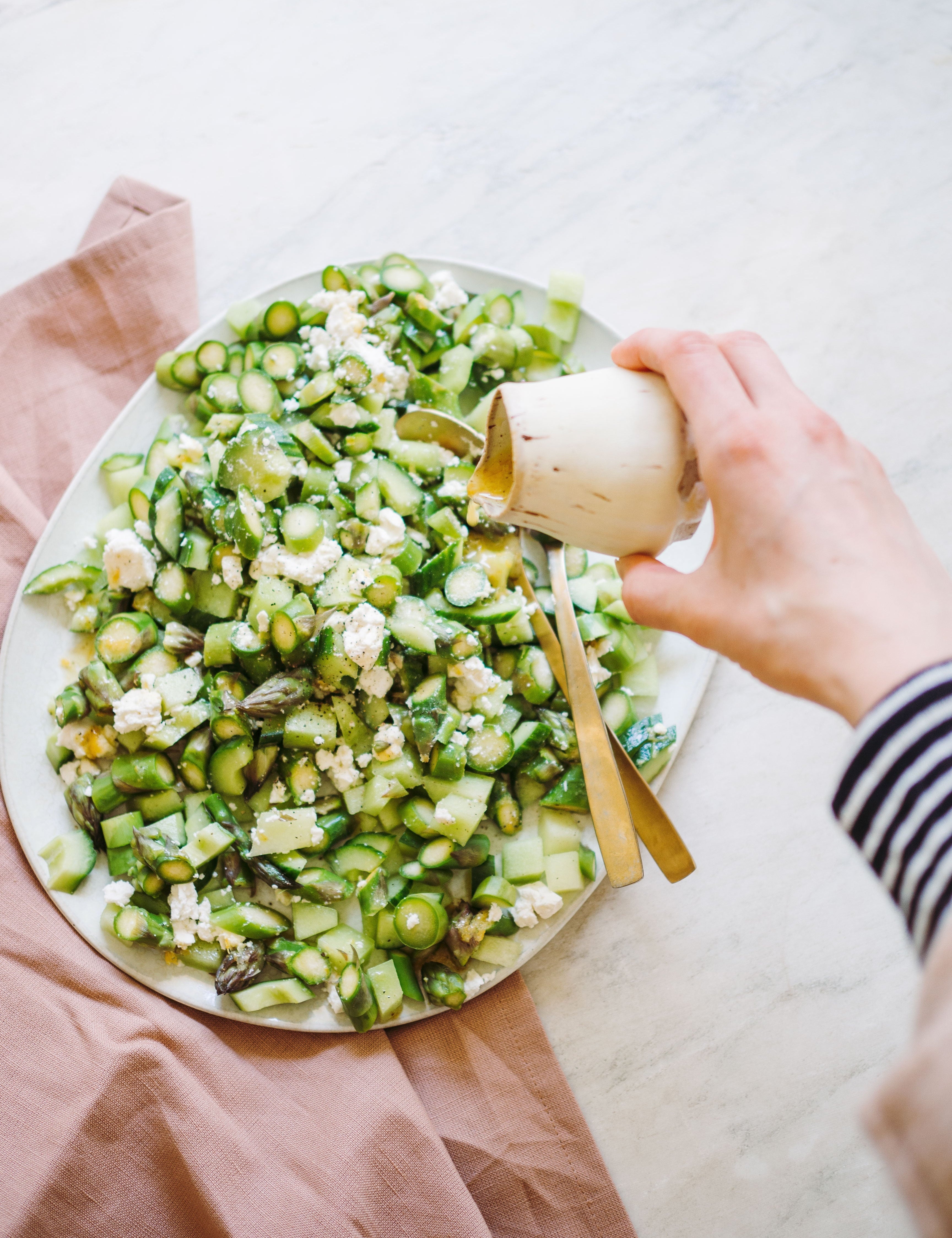 Sommersalat med melon, asparges og feta