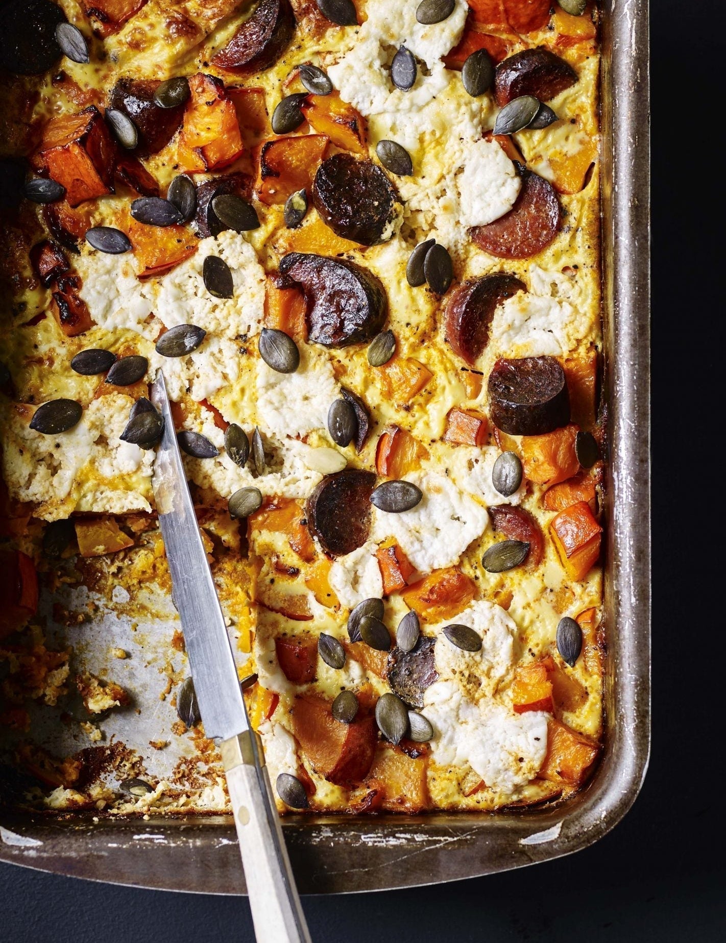 Æggekage med chorizo & græskar